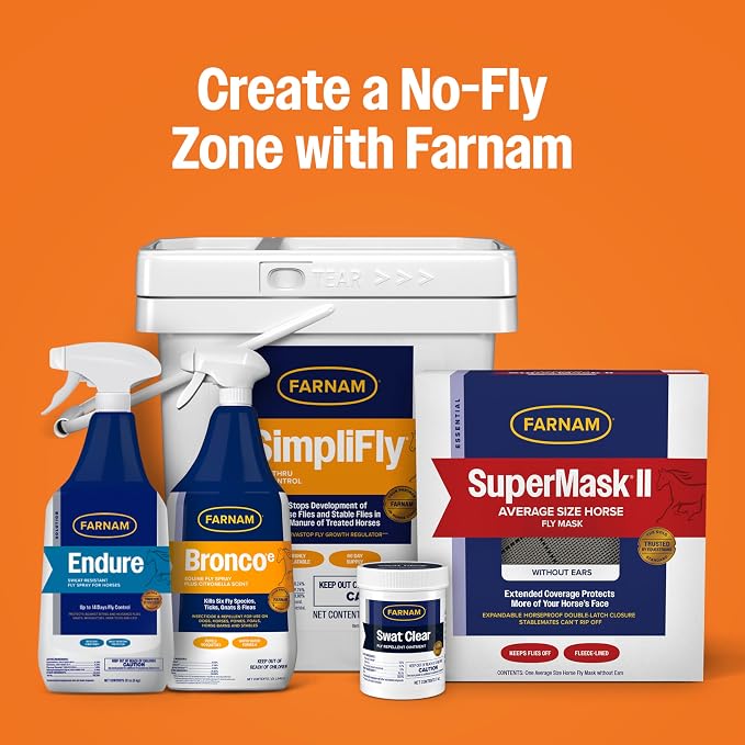 Farnam Bronco E Fly Spray for Horses, Dogs & Premises - Water-Based Fly Spray Kills & Repels Stable, Horse, Deer, House & Horn Flies, Mosquitoes, Fleas, Chiggers, Ticks, Lice & Gnats [128 oz Refill]