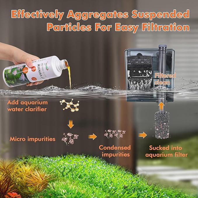 hygger Aquarium Water Clarifier, Water Clarifier for Fish Tank, Clears Cloudy Water for Freshwater and Saltwater Tanks, 300 ML