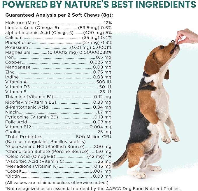 Dog Multivitamin Chewable - Chew + Heal 12-in-1, 60 Ct, All Breeds Dog Vitamins & Supplements for Hip & Joint, Skin, Coat, Immune Support with Glucosamine, Omega 3,6,9, Probiotics, Chicken Flavor