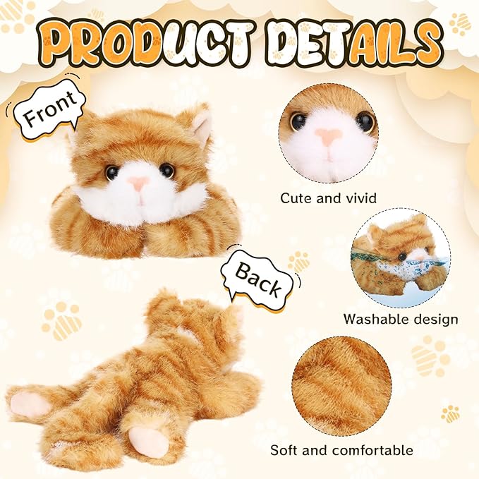 3 Pcs 9 Inch Cat Stuffed Animal Plush Gift Baby Shower Party Favors Cute Kitten Plush Toys Small Cat Stuffed Animal Soft Sleeping Supplies for Boys Girls Toddlers Birthday(Sweet Style)