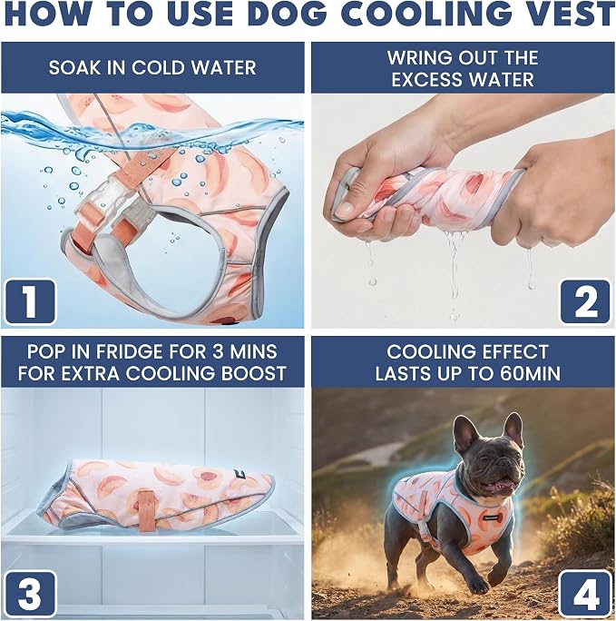 Spark Paws Dog Cooling Vest - SPF 50 UV Sun Protection - Summer Heat Relief Gear for Dogs, Lightweight, Evaporative Cooling - Dog Anxiety Relief Vest During Hot Days - Peaches - Size XL