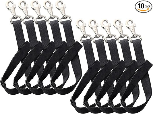 10 Pcs Horse Bucket Strap Hangers Horse Suppliers Adjustable Nylon Bucket Strap for Buckets Hay Nets Outdoor Feeders (Black)