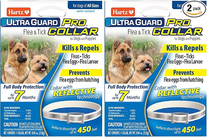 Hartz UltraGuard Pro Reflective Flea & Tick Collar for Dogs and Puppies, 7 Month Flea and Tick Prevention Per Collar, 1 Count (Pack of 2)