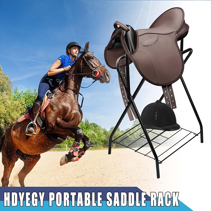 2 Pack Saddle Rack Portable Folding Horse Saddle Stand for English and Western Saddles,28" L x 19" W x 37.5" H