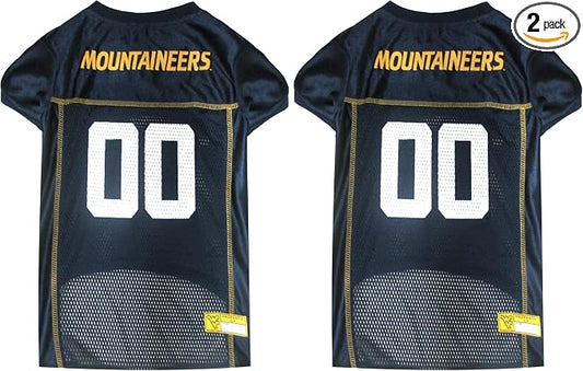 NCAA College West Virginia University Mountaineers Mesh Jersey for Dogs & Cats, XX-Large. Licensed Big Dog Jersey with Your Favorite Football/Basketball College Team (Pack of 2)