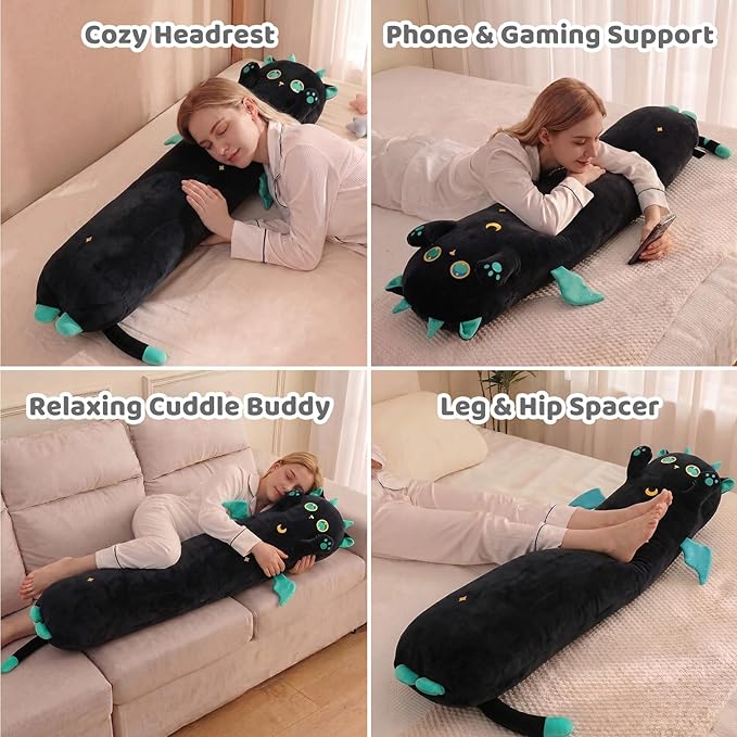 Mewaii Long Cat Plush, 5 Sizes, 120% Extra Filling Giant Plushness Kids Body Pillow, Kawaii Cute Big Eyes Stuffed Animal Plushie, Big Long Body Pillow Gift for Girls 36'