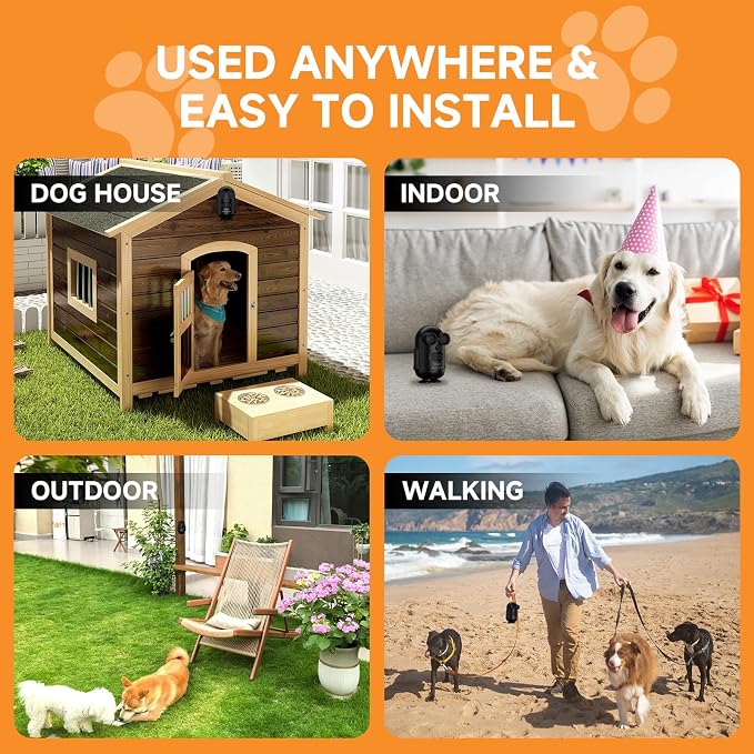 15-30kHz Adjustable Dog Bark Deterrent Devices with IPX5 Waterproof, 2-in-1 Fast Charging Anti Barking Silencer - Ideal for Outdoor and Indoor