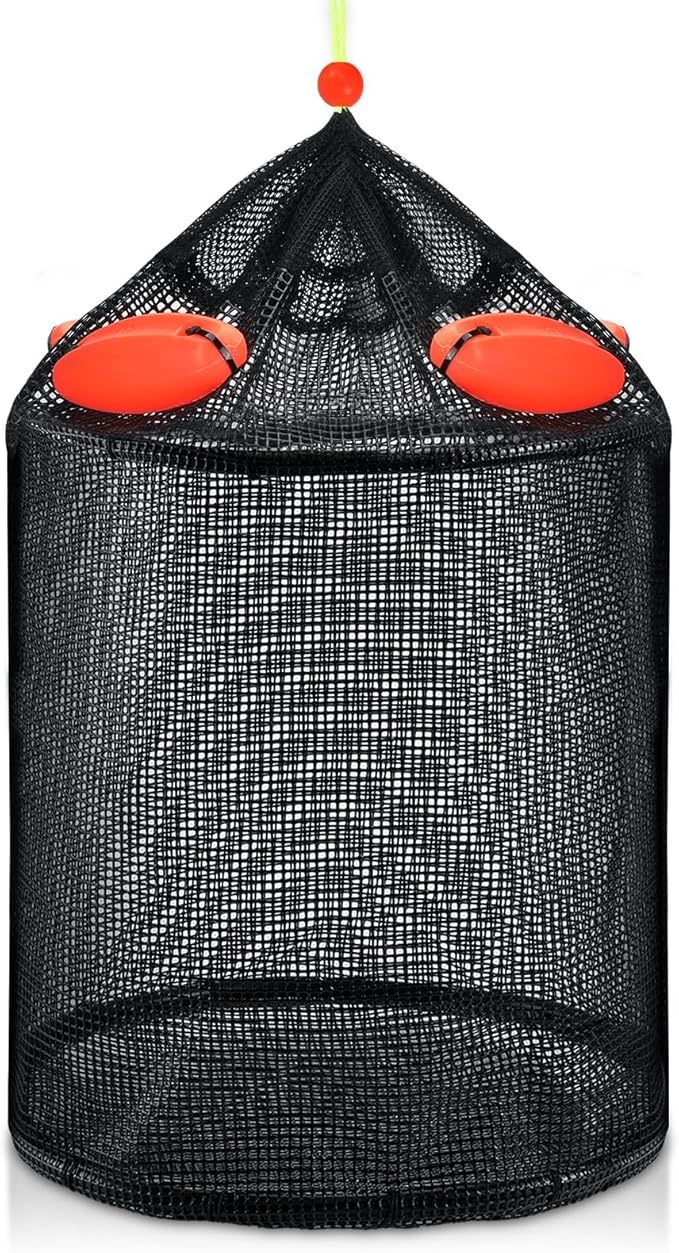 Extra Large Foldable Floating Fishing Basket for Live Caught Fish, Floatable Fishing Net Basket, Heavy Duty Coated Portable Fish Basket