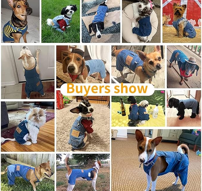 Dog Shirts Clothes Denim Overalls, Pet Jeans Onesies Apparel, Puppy Jean Jacket Sling Jumpsuit Costumes, Fashion Comfortable Blue Pants Clothing for Small Medium Dogs Cats Boy Girl (Blue, 3XL)