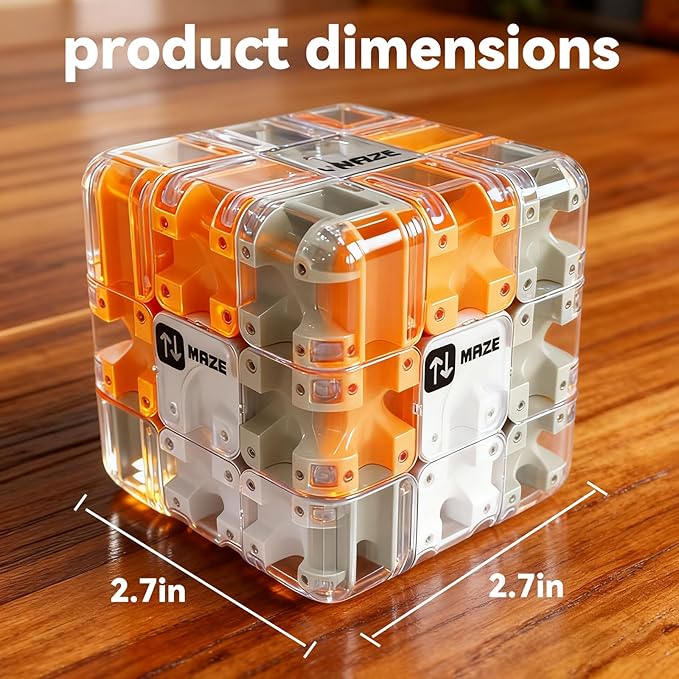 3D Maze Cube Ball Labyrinth Puzzle Brain Teaser for Adults & Kids, Educational Learning Toys Logical Thinking, Family Board Games Tabletop, Durable Puzzle Cube Easter Basket Stuffers Birthday Gift