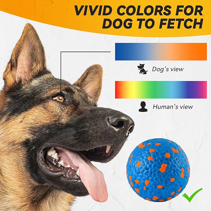 FUSOTO 4Pcs Dog Balls, Tennis Balls for Dog Aggressive Chewers, for Large Medium Small Puppy, Training Catch&Fetch, Water Floats Toys, Blue