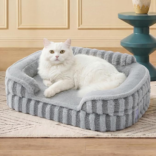 LE SURE Cute Dog Bed for Small Dogs, Orthopedic Waterproof Small Pet Beds with Sides, High Back Non-Slip Bottom and Egg-Crate Foam Puppy Couch Sofa with Washable Removable Cover, Grey