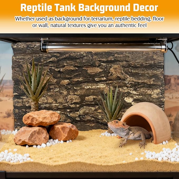Natural Reptile Cork Bark Bedding Bearded Dragon Climbing Wall Mat 6PCS Cork Wood for Terrarium Background Decor Crested Gecko Tank Accessories for Lizard Snake Chameleon Tortoise Frog