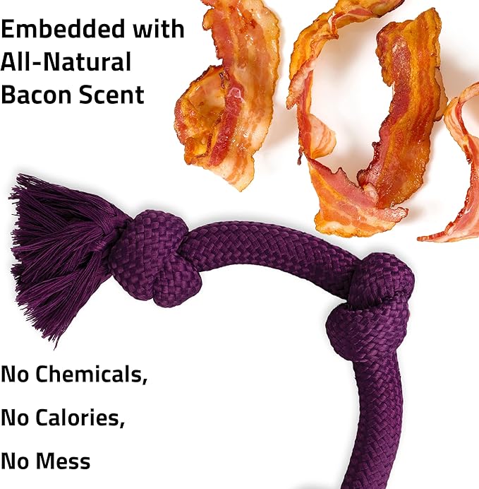 Playology Dog Toys | Dri-Tech Rope Tug of War Dog Toy for Tough Chewers | Bacon Scented Jumbo Tug Rope Toys for Large Dogs