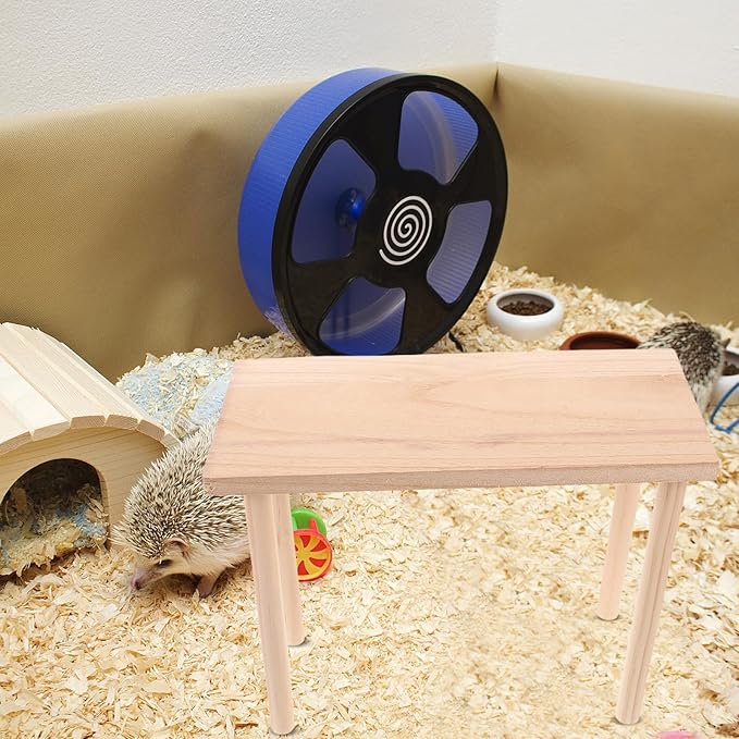 Toddmomy Hamster Play Wooden Platform, Hamster Platform Gerbil Cage Wood Stand with Pillars, Small Animal Resting Area, Rectange, 7. 5'' / 19cm Height