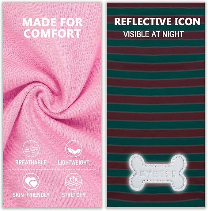 KYEESE 2Pack Dog Shirt, Soft Striped Dogs T Shirts, Lightweight Pet Tank Top, Sleeveless Dog Shirt for Small Dogs, Stretchy Comfortable Pet Vest, Pink, Large