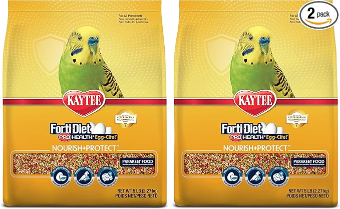 Kaytee Forti-Diet Pro Health Egg-Cite Nourish+Protect Parakeet,Supports Breeding and Molting,Nutrition Backed by Science,Digestive Health,5 pounds,(Pack of 2)