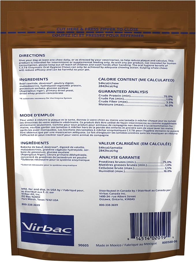 Virbac C.E.T. Enzymatic Oral Hygiene Chews, Extra Large Dog, 30 Count