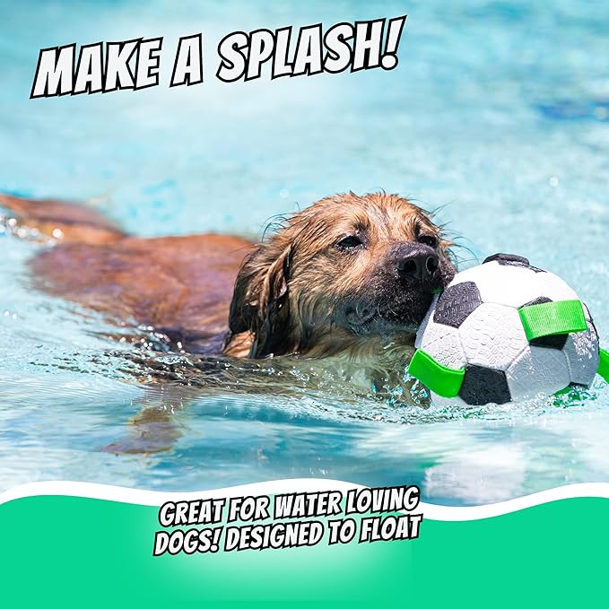 Hyper Pet Grab Tabs Dog Soccer Ball with Straps (7.5") Indoor or Outdoor; Interactive Durable Fetch Ball with Tug Toy for All Dog Breeds