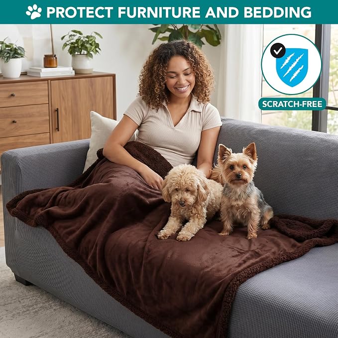 PetAmi Dog Blanket for Medium Large Dogs and Pets, Soft Sherpa Fleece Pet Blanket Throw for Cats Puppies, Reversible Plush Couch Cover Protector Sofa Bed Car Seat, Machine Washable, 80x60, Solid Brown