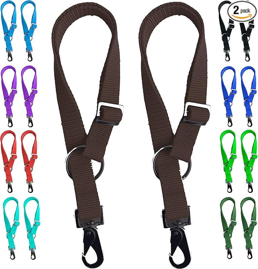 Majestic Ally Pack of 2 Horse Water Bucket Strap Hangers - Adjustable 18” to 30” length – Practical and Easy Design for Indoor or Outdoor Use (Chocolate)