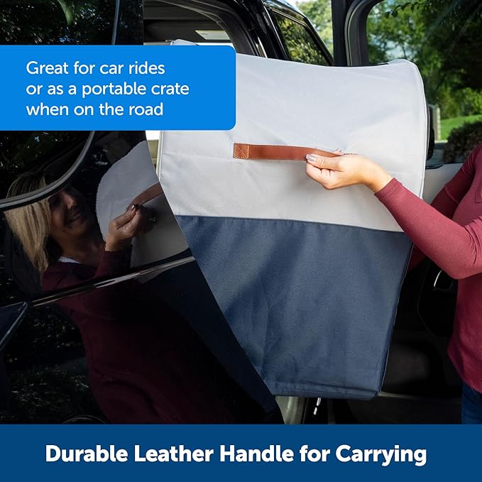 PetSafe Happy Ride Collapsible Dog Car Crate, Foldable Travel Crate for Pets Up to 60 Lbs