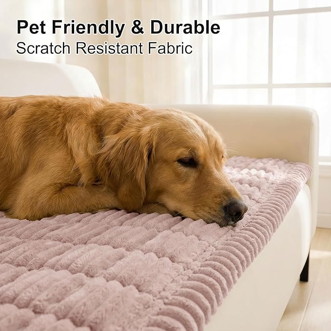 Smiry Couch Cover for Dogs, Non Slip Washable Sofa Protector for Pets, Soft Furniture Cover for Pet, Stylish Sofa Covers, Cozy Protect Against Fur, Dirt & Everyday Messes (Dusty Pink, 35.4" x 63")