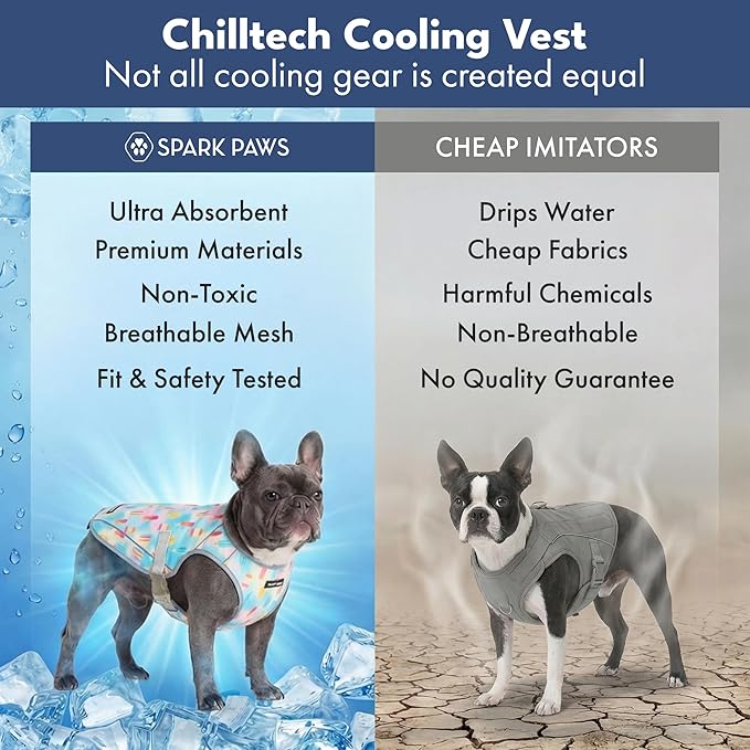 Spark Paws Dog Cooling Vest - SPF 50 UV Sun Protection - Summer Heat Relief Gear for Dogs, Lightweight, Evaporative Cooling - Dog Anxiety Relief Vest During Hot Days - Popsicles - Size 4XL