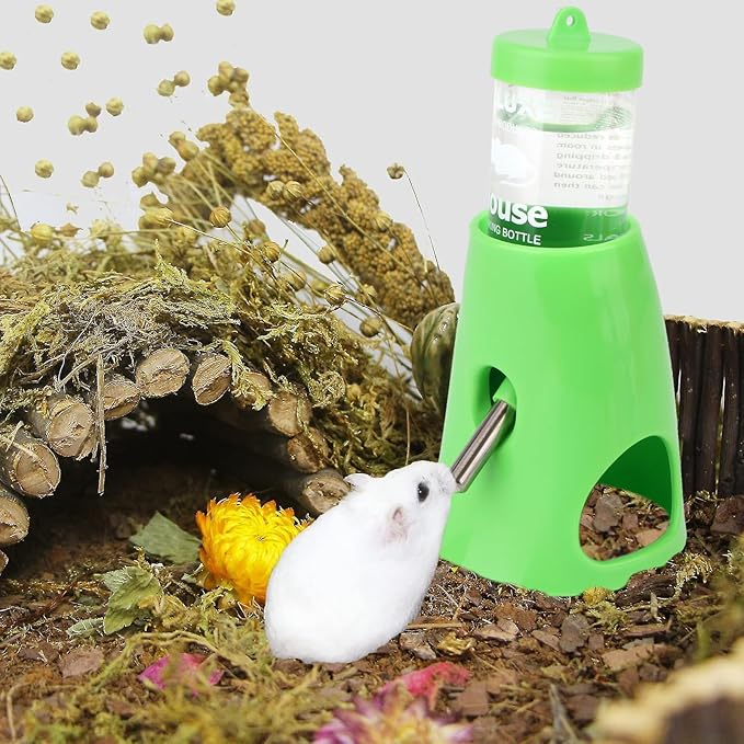 Hypeety Hamster Cage Drinking Water Bottle Parrot Mice Rat Gerbils Water Feeder Bowl 1Pcs 80ml (Green,80ml)