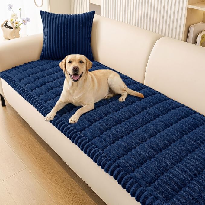 Smiry Couch Cover for Dogs, Non Slip Washable Sofa Protector for Pets, Soft Furniture Cover for Pet, Stylish Sofa Covers, Cozy Protect Against Fur, Dirt & Everyday Messes (Navy, 27.6" x 59")