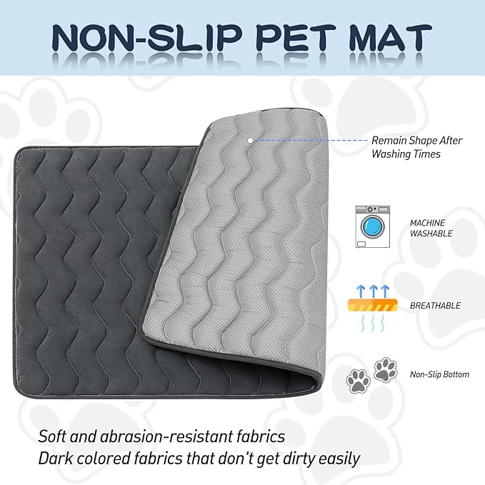 Bubble bear Dog Crate Mat - Upgraded Thick, Ultra Soft, Washable & Anti-Slip Kennel Pad for Small/Medium/Large Dogs, Dark-Hued to Hide Stains (36"x23")