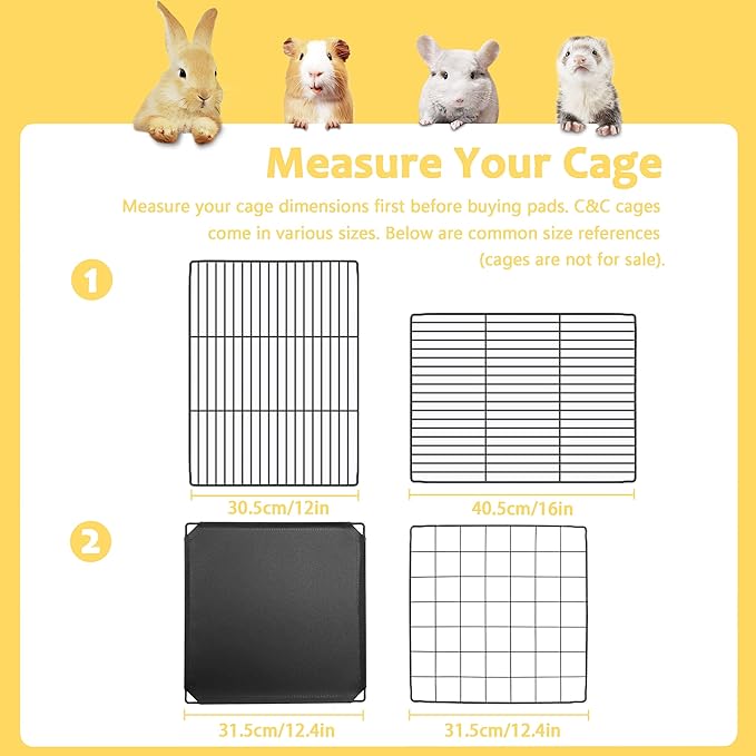 Guinea Pig Fleece Cage Liner, 24X36in 2Pack Guinea Pig Bedding for C&C 2X3 Cage , Super Absorbent & Odor Control & Washable & Reusable Guinea Pig Liner, Pee Pad Mat for Small Animal, Rabbit, Bunny