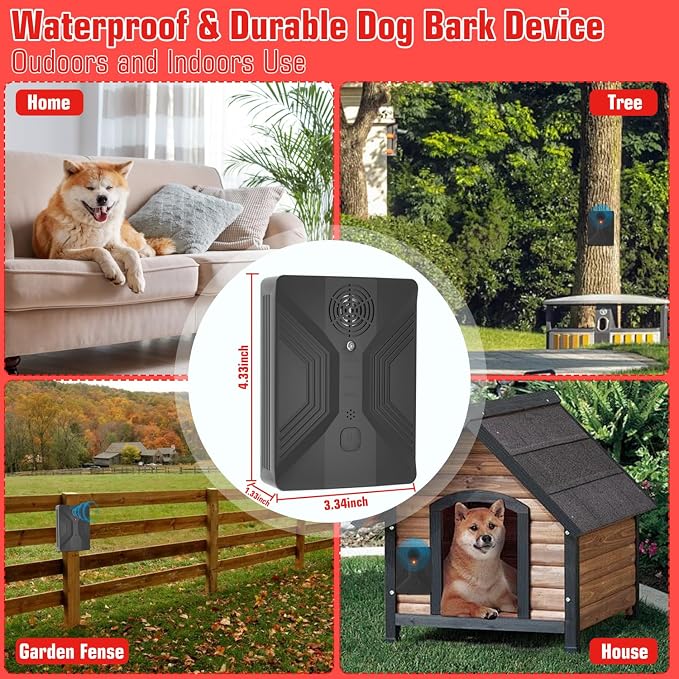 Anti Barking Devices, Anti Barking Device for Dogs Long Range 50ft, Barking Control Devices for Dog Training in Outdoor, 3 Modes Ultrasonic Bark Box, Dog Bark Deterrent Devices, Dog Barking Silencer | Gentle correction of pet bad behaviors， Auto-activa...
