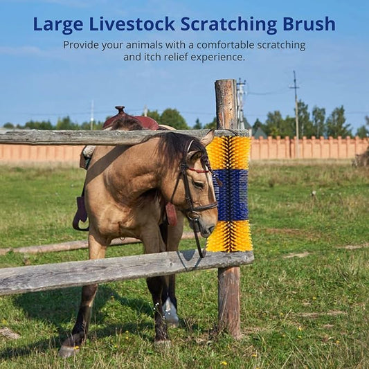 4 Pack Livestock Scratch Brush with Screws, Horse Scratching Post Goat Scratcher Brushes, Full Massage Grooming Brush for Cow, Cattle, Sheep, Pig Back Itching Relieve, 17.1 x 7.2 Inch