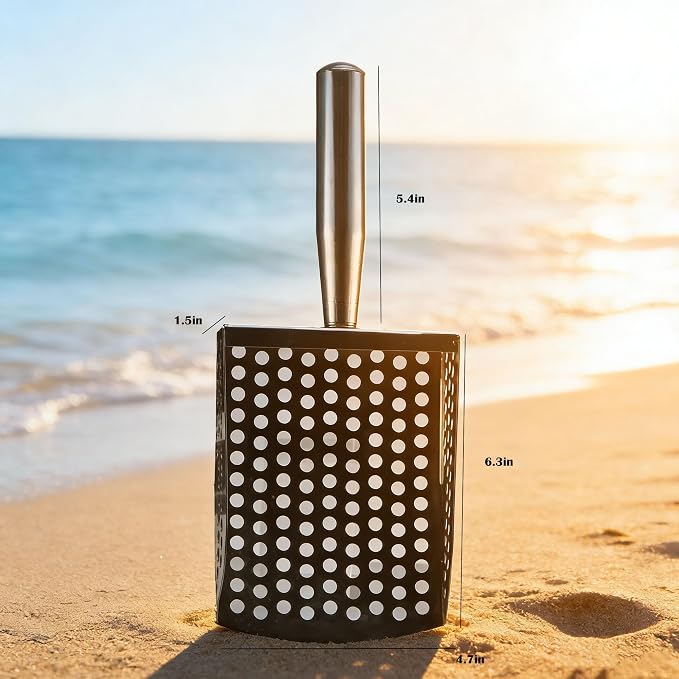 Beach Sand Sifter| Shark Tooth Sifter & Shell Scooper with 1 Mesh Bags, Boys & Girls | Fun Beach Toys for Shell Collecting