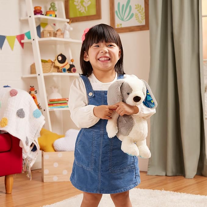 B. toys – 12-Inch Plush Dog – Huggable Dog Stuffed Animal Toy – Soft & Cuddly Plush Puppy – Washable – Newborns, Toddlers, Kids – Happy Hues – Candy Pup – 0+ Months