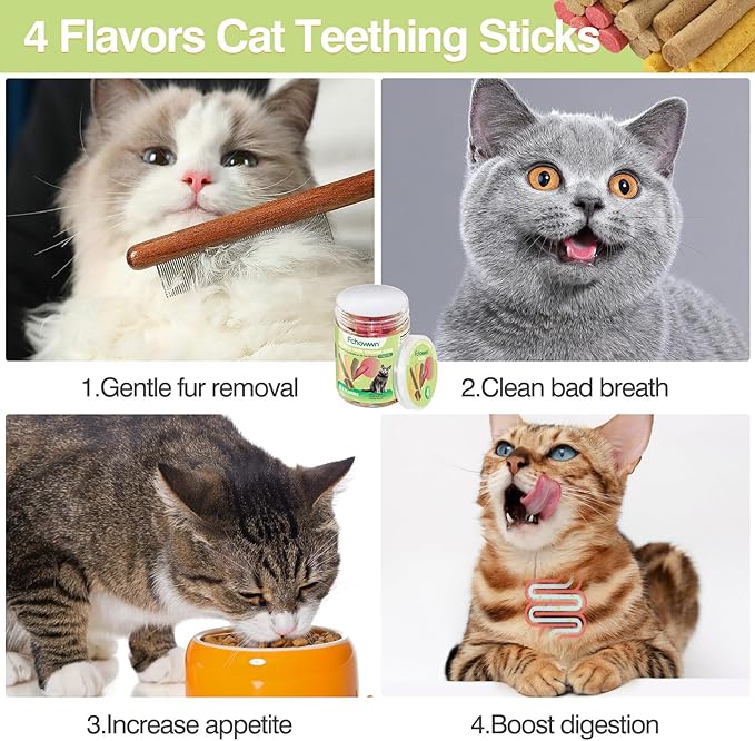 4 Flavors/110g Freeze-Dried Cat Treats,Chew Sticks for Cats and Dogs,Cats Dental Healthy and Hairball Control,Digestive Health Support,(Beef,Cat Grass Salmon,Chicken Pumpkin,Chicken Dragon Fruit)