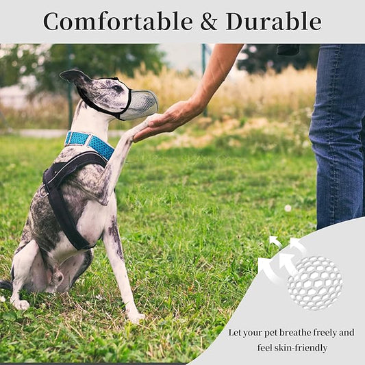 Dog Muzzle, Breathable Soft for Extra Large Dogs to Anti & Prevent Barking Biting Chewing, Reflective & Adjustable Basket Muzzle with Air Mesh for German Shepherd Grey XXL