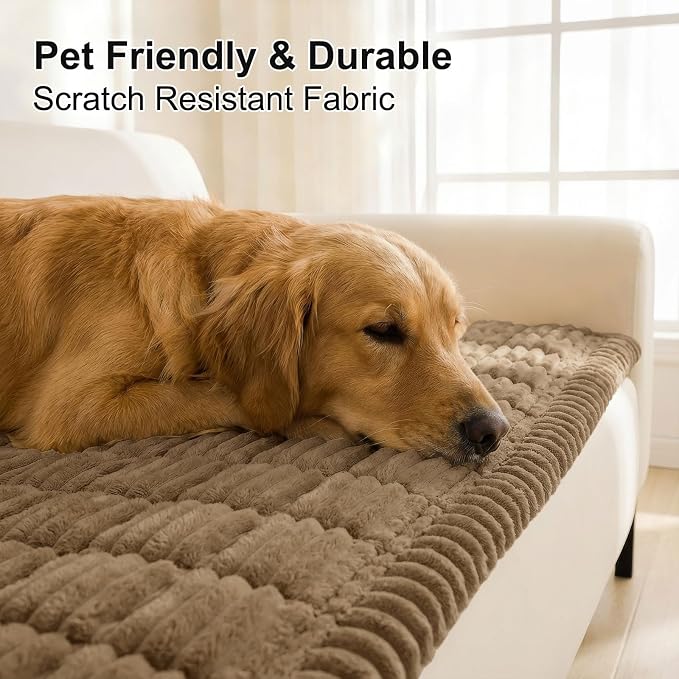 Smiry Couch Cover for Dogs, Non Slip Washable Sofa Protector for Pets, Soft Furniture Cover for Pet, Stylish Sofa Covers, Cozy Protect Against Fur, Dirt & Everyday Messes (Mocha Brown, 35.4" x 82.7")