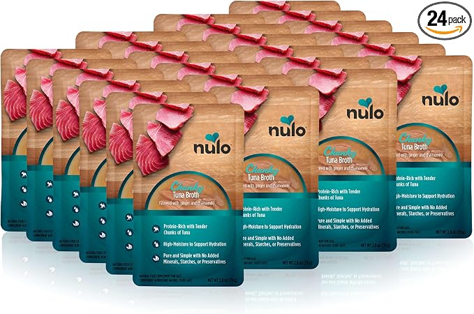 Nulo Freestyle Cat Broth Pouches - Chunky Tuna, High-Protein Wet Cat Food Topper Treat for Indoor & Outdoor Kittens and Adults, 2.8oz Pouches (Pack of 24)
