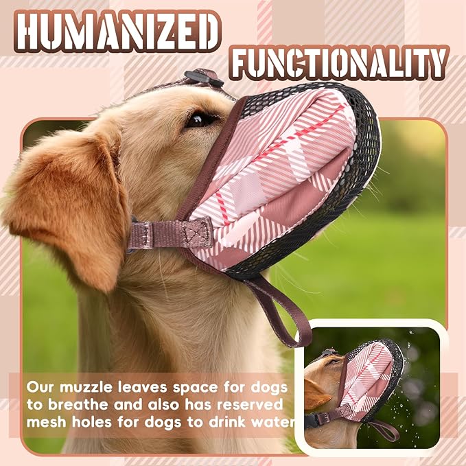 Dog Muzzle, Basket Air Muzzles for Large Sized Dogs Anti Chewing, Breathable Adjustable Muzzle for Labrador/Golden Retriever German Shepherd, etc, Suit for Grooming Vet Visits Allows Panting Drinking