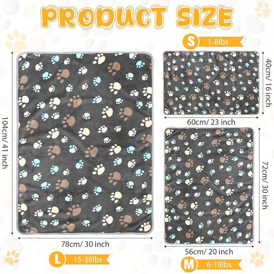 Tegeme 12 Pcs Pet Blankets 41 x 30 Inch Soft Fluffy Fleece Dog Cat Warm Paw Print Pattern Blankets Flannel Throw for Pets Dog Puppy Cat(Gray)