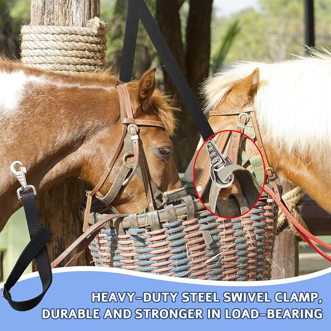 10 Pcs Horse Bucket Strap Hangers Horse Suppliers Adjustable Nylon Bucket Strap for Buckets Hay Nets Outdoor Feeders (Black)