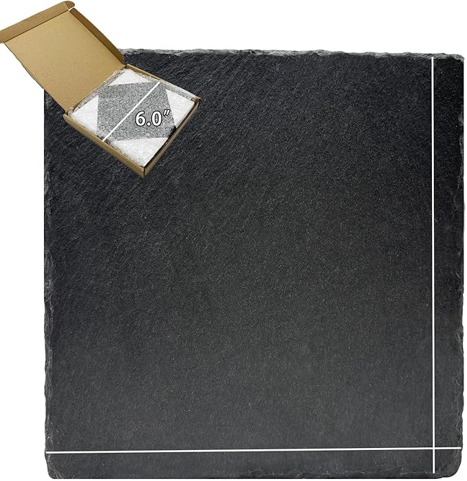 Reptile Basking Platform 6.0''x6.0'' Turtle Rock Plate Slate Food Feeding Dish Bowl Bathing Resting Terrace for Chameleon Lizard Bearded Dragon Gecko Snake Frog Newt (6.0''/15CM)