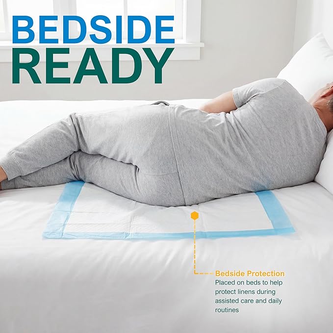 MED PRIDE Disposable Underpads 17'' x 24'' (300-Count) Incontinence Pads, Bed Covers, Puppy Training | Thick, Super Absorbent Protection for Kids, Adults, Elderly | Liquid, Urine, Accidents