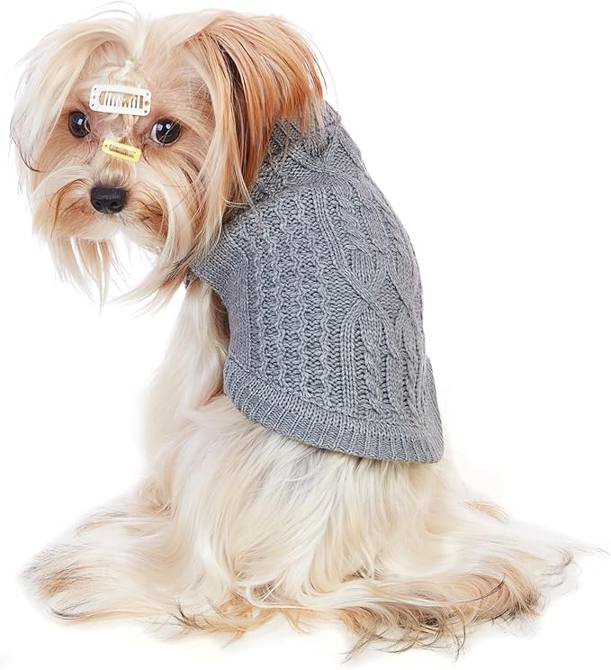 Stretchy Cat Sweater - 17 Colors & 6 Sizes | Snug Winter-Ready Knit for Boy/Girl Cats & Kittens(Grey, Large)