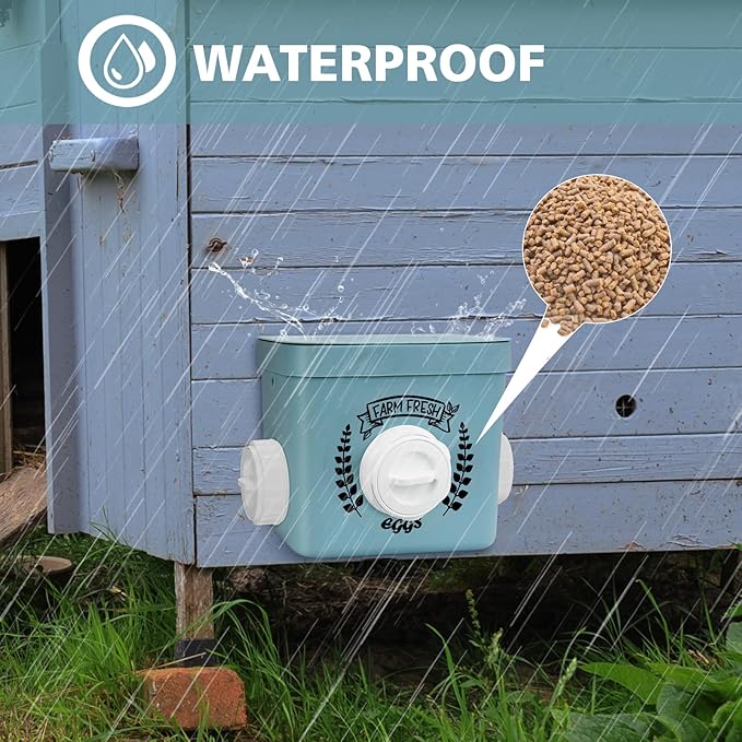 ‎Tgeyd Chicken Feeder and Chicken Waterer Set - Hanging Automatic Chicken Feeder No Waste - Chicken Coop Accessories - Poultry Waterer with 2 Gallon/10 Pounds