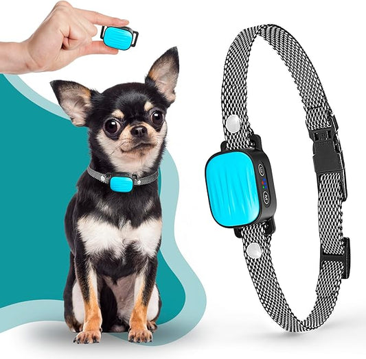Bark Collar for Small/Medium Dogs, No Shock Anti Bark Collar, Rechargeable Anti Barking Collar w/2 Vibration & Beep Modes, Waterproof Shockless Smart Dog Stop Barking Control Device (Blue)