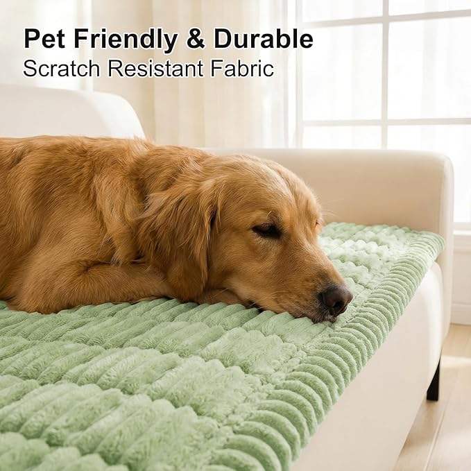 Smiry Couch Cover for Dogs, Non Slip Washable Sofa Protector for Pets, Soft Furniture Cover for Pet, Stylish Sofa Covers, Cozy Protect Against Fur, Dirt & Everyday Messes (Green, 27.6" x 70.9")