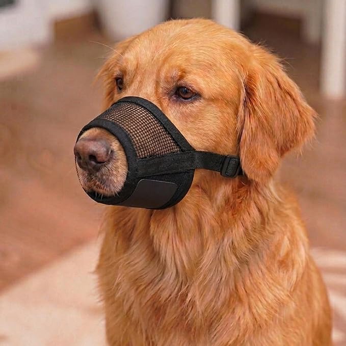 Dog Muzzle Medium Sized Dogs - Adjustable Velcro with Soft Air Mesh Muzzle for Medium Sized Dog | Mussle to Stop Biting Barking and Chewing | Allows Panting and Drinking
